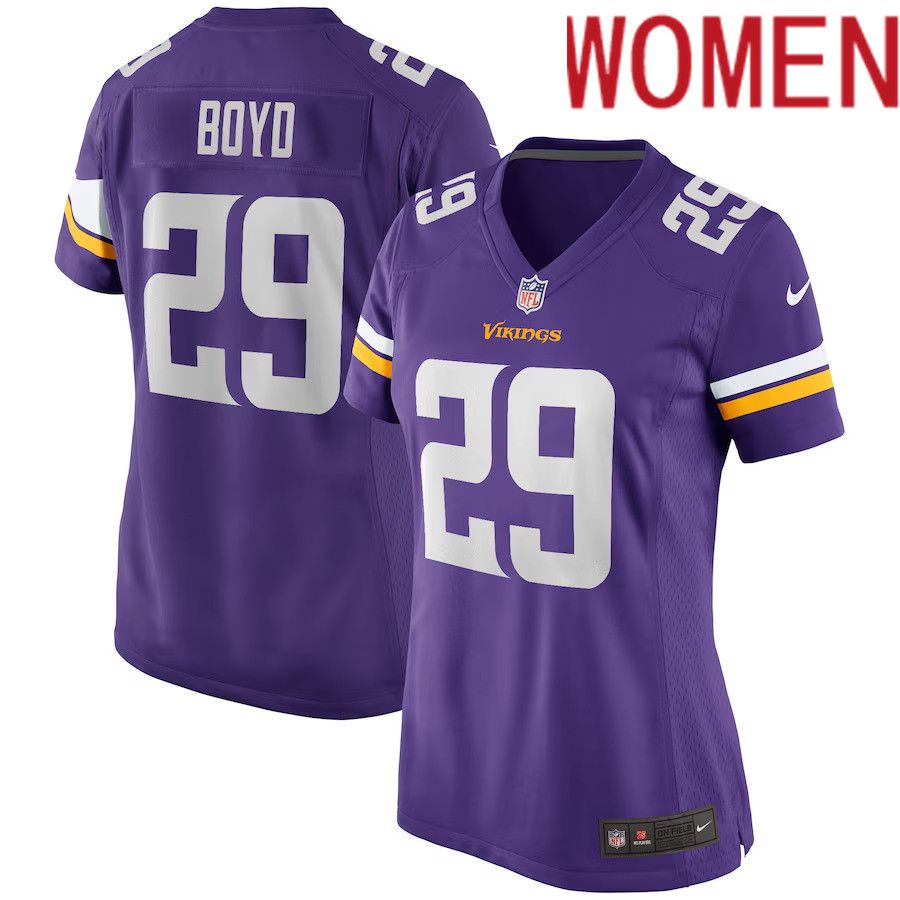 Women Minnesota Vikings 29 Kris Boyd Nike Purple Game NFL Jersey
